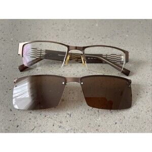 Easy Clip EC 219 Brown Eyeglasses Frames ONLY 52-19-140 10 w clip on rectangle